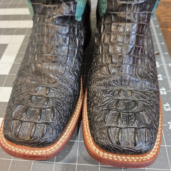 Ferrini Cowhide Exotic Leather Black Boots - Picture 4 of 11